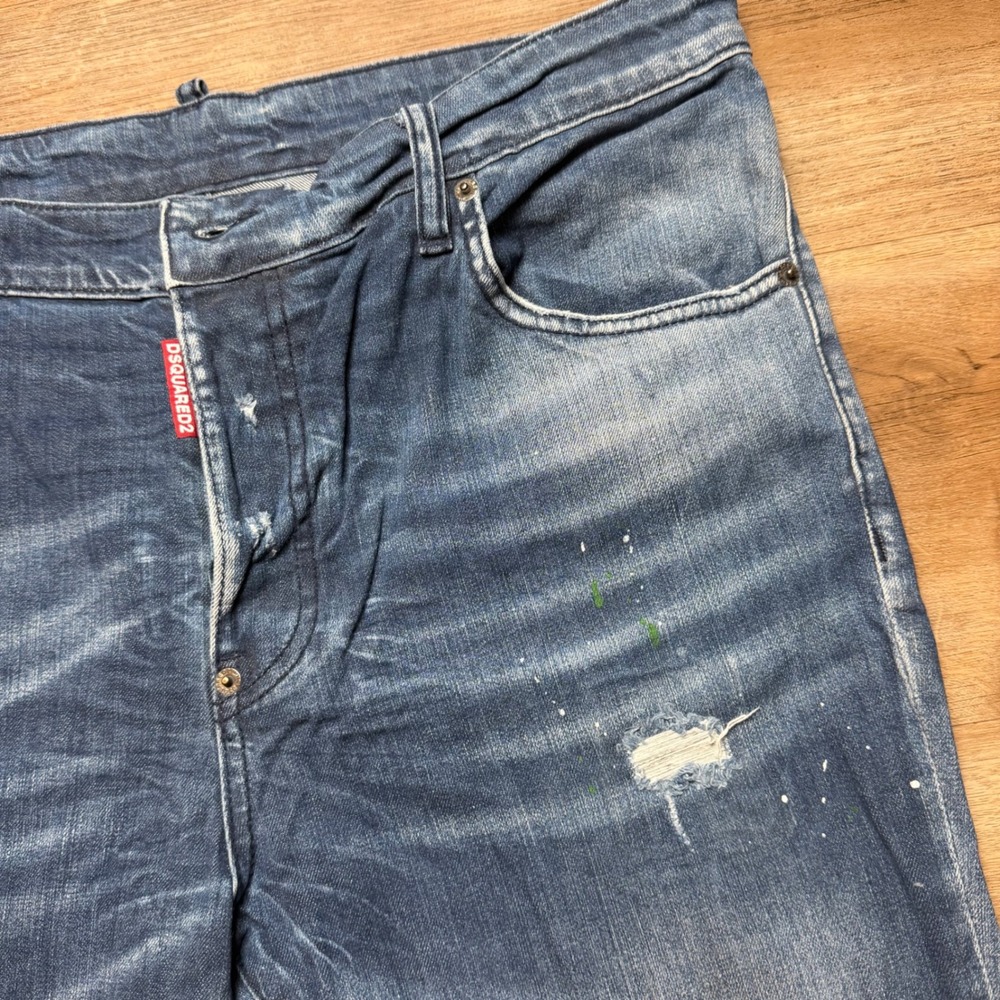 Dsquared2 Cool Guy Jeans Mens 54 Blue Distressed Paint Splatter Made in Italy - Picture 6 of 14